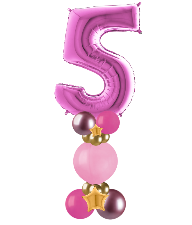 pink and gold bubble column number 5