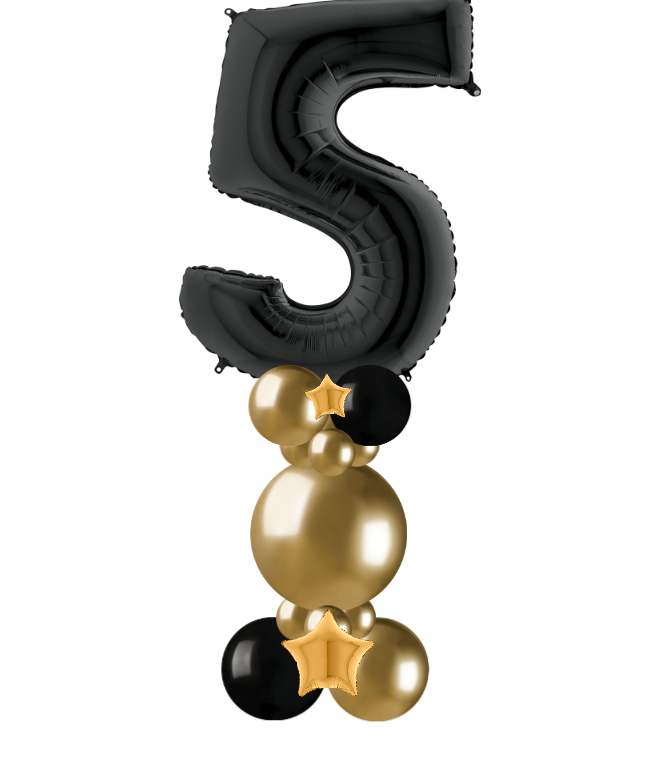 Black and gold bubble column number 5