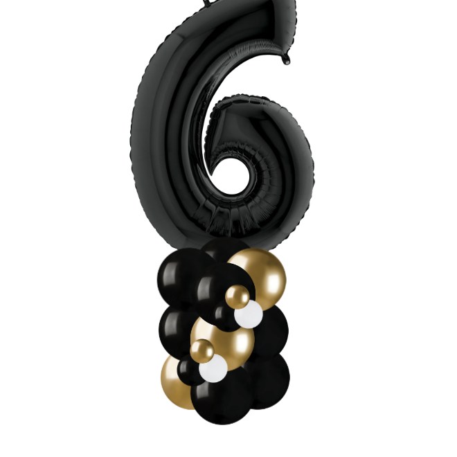 Black and gold column number 6