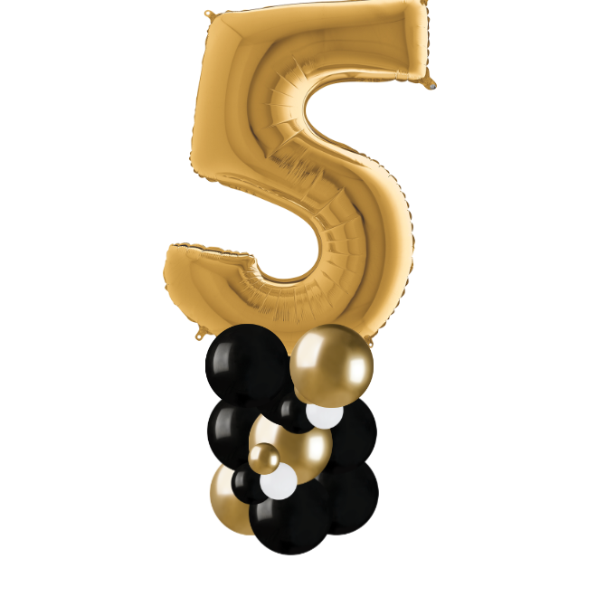 Gold and black column number 5