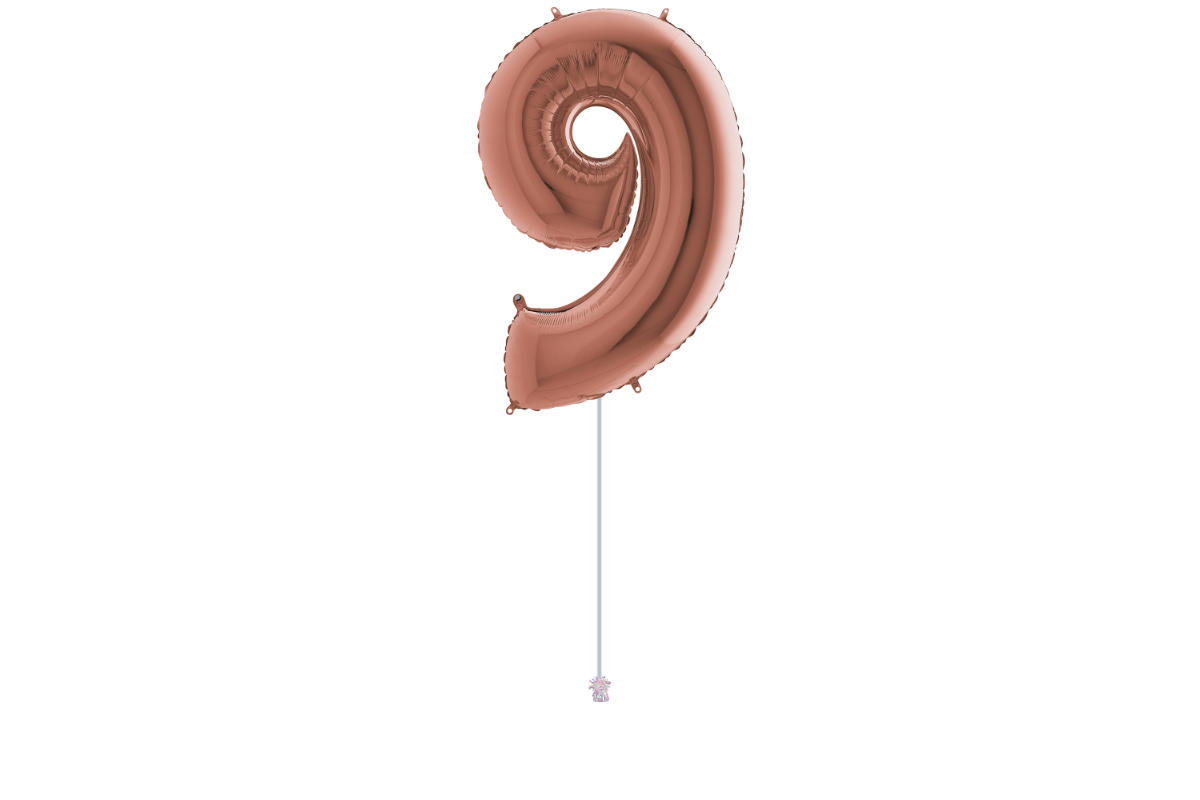 Gemar number 9 shaped foiled Rose gold 40