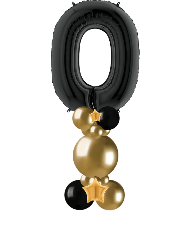 Black and gold bubble column number 0