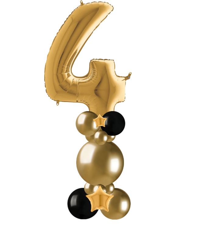 gold and black bubble column number 4