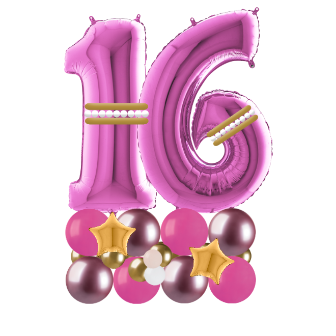 pink and gold signature number 16