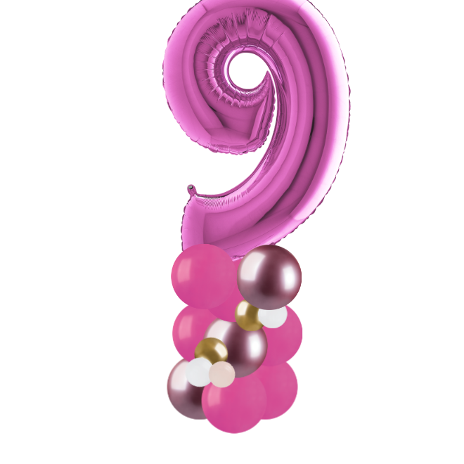 happy birthday pink and gold column number 9