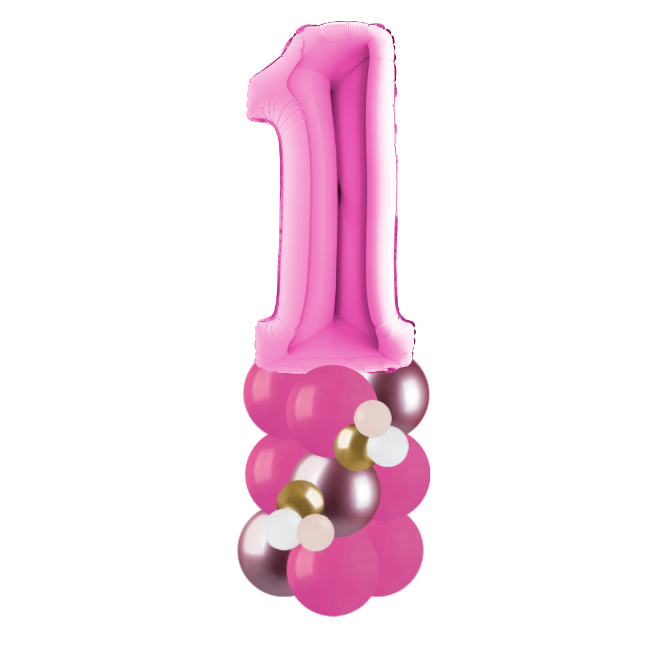 happy birthday pink and gold column number 1