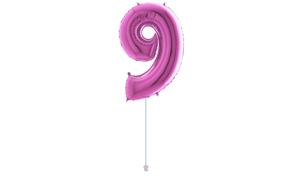 Gemar number 9 shaped foiled Fuxia 40