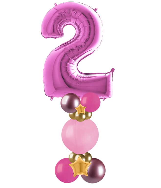 pink and gold bubble column number 2