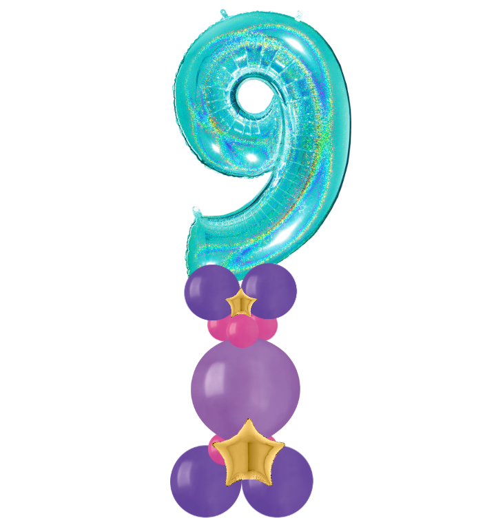 Pink and purple bubble column number 9