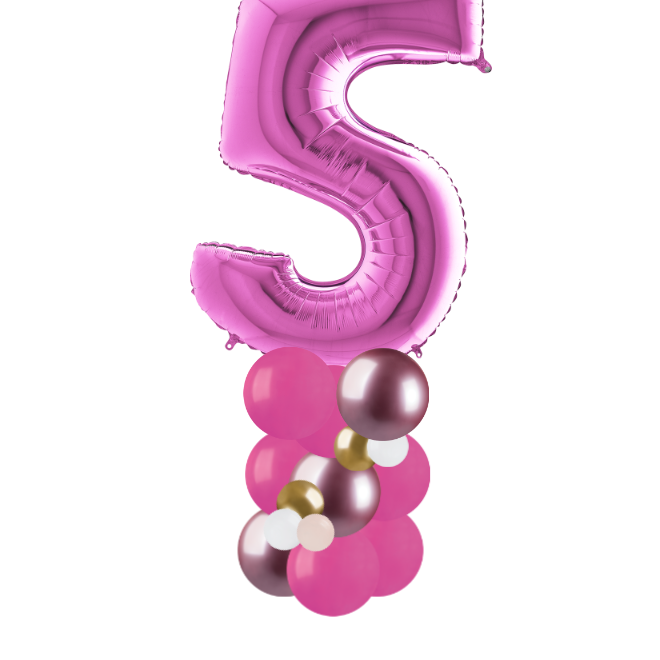 happy birthday pink and gold column number 5