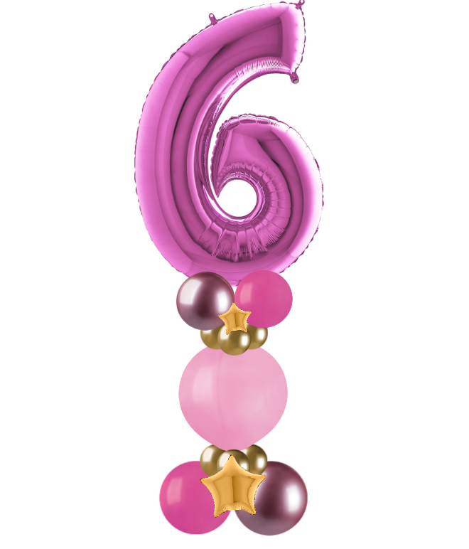 pink and gold bubble column number 6