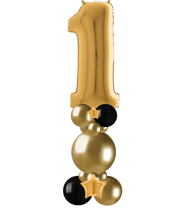 gold and black bubble column number 1