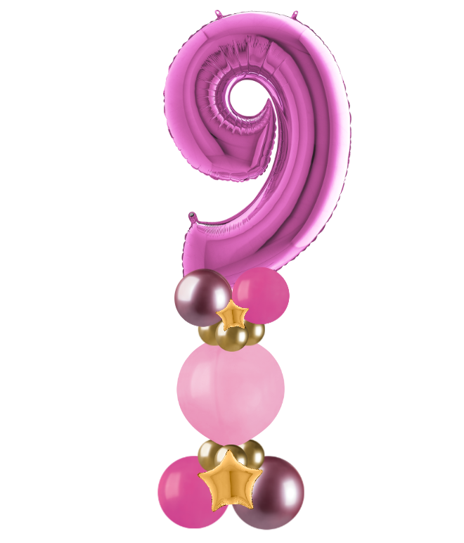 pink and gold bubble column number 9