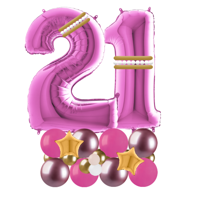 pink and gold signature number 21