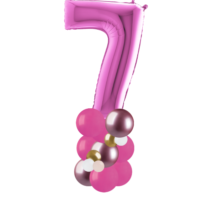 happy birthday pink and gold column number 7