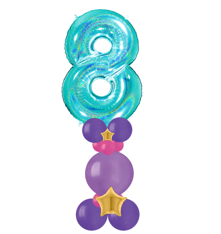 Pink and purple bubble column number 8