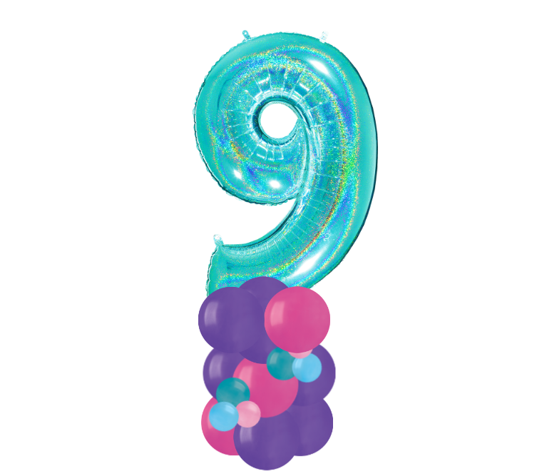 Pink and purple column number 9