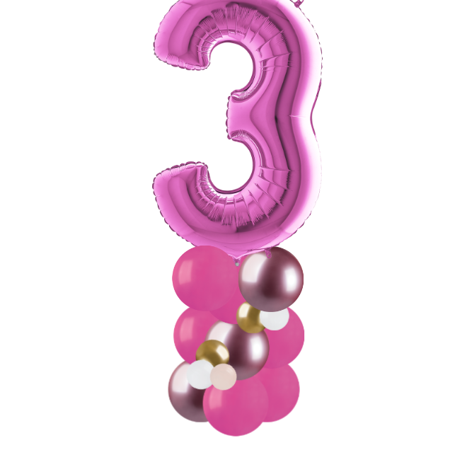 happy birthday pink and gold column number 3