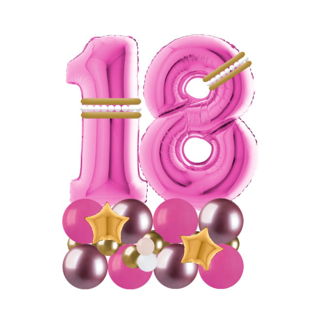 pink and gold signature number 18