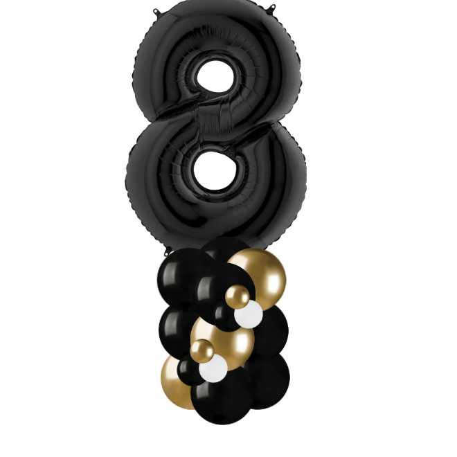 Black and gold column number 8