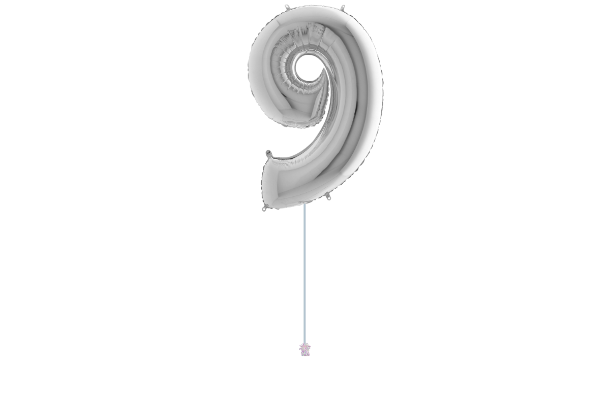 Gemar number 9 shaped foiled silver 40