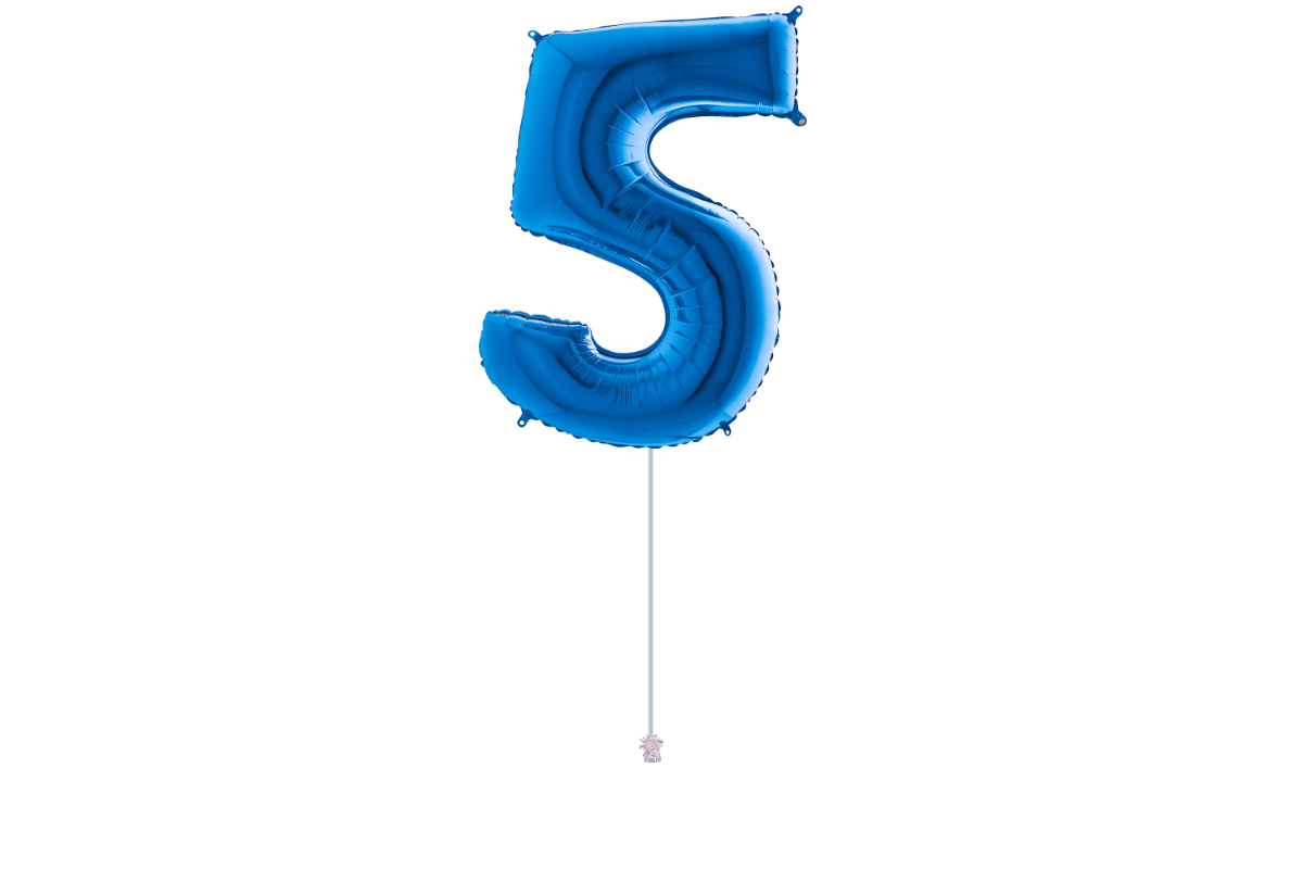 Gemar number 5 shaped foiled Blue 40