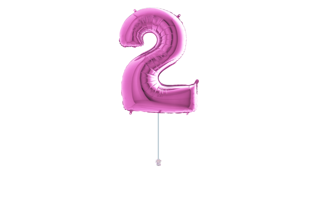 Gemar number 2 shaped Fuxia foiled 40