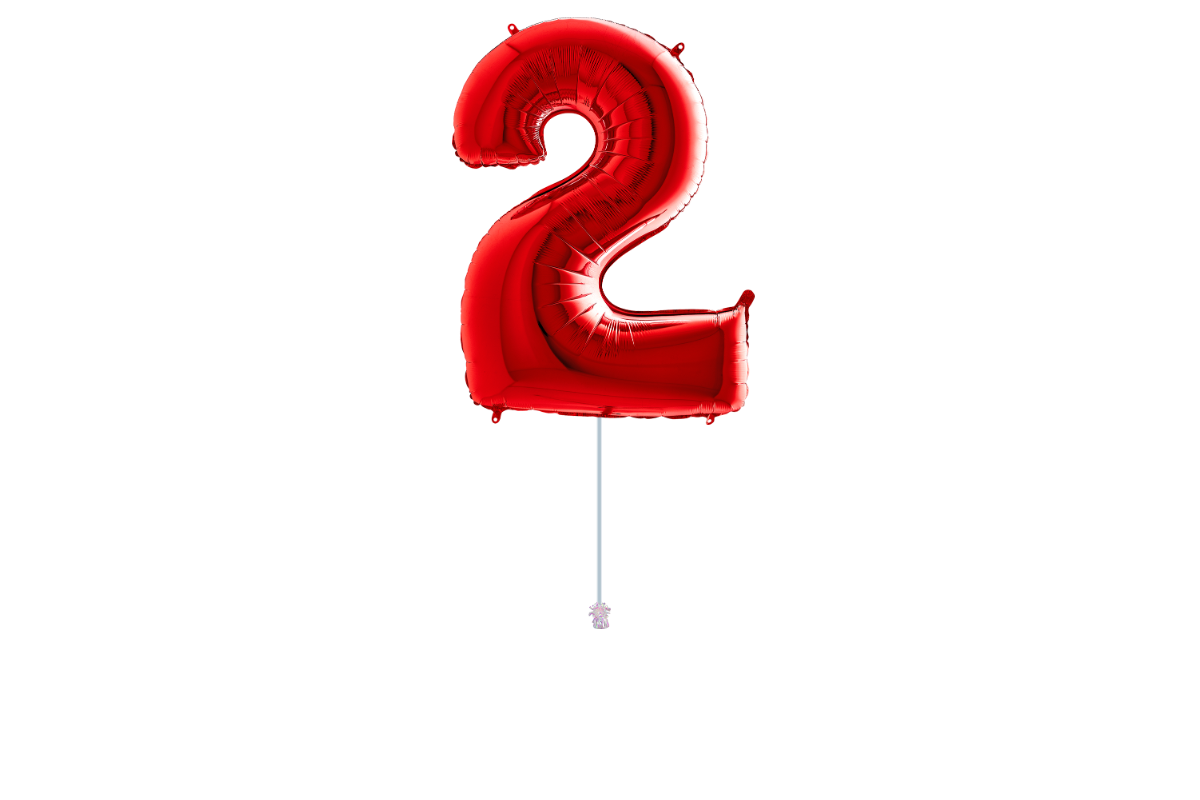 Gemar number 2 shaped Red foiled 40