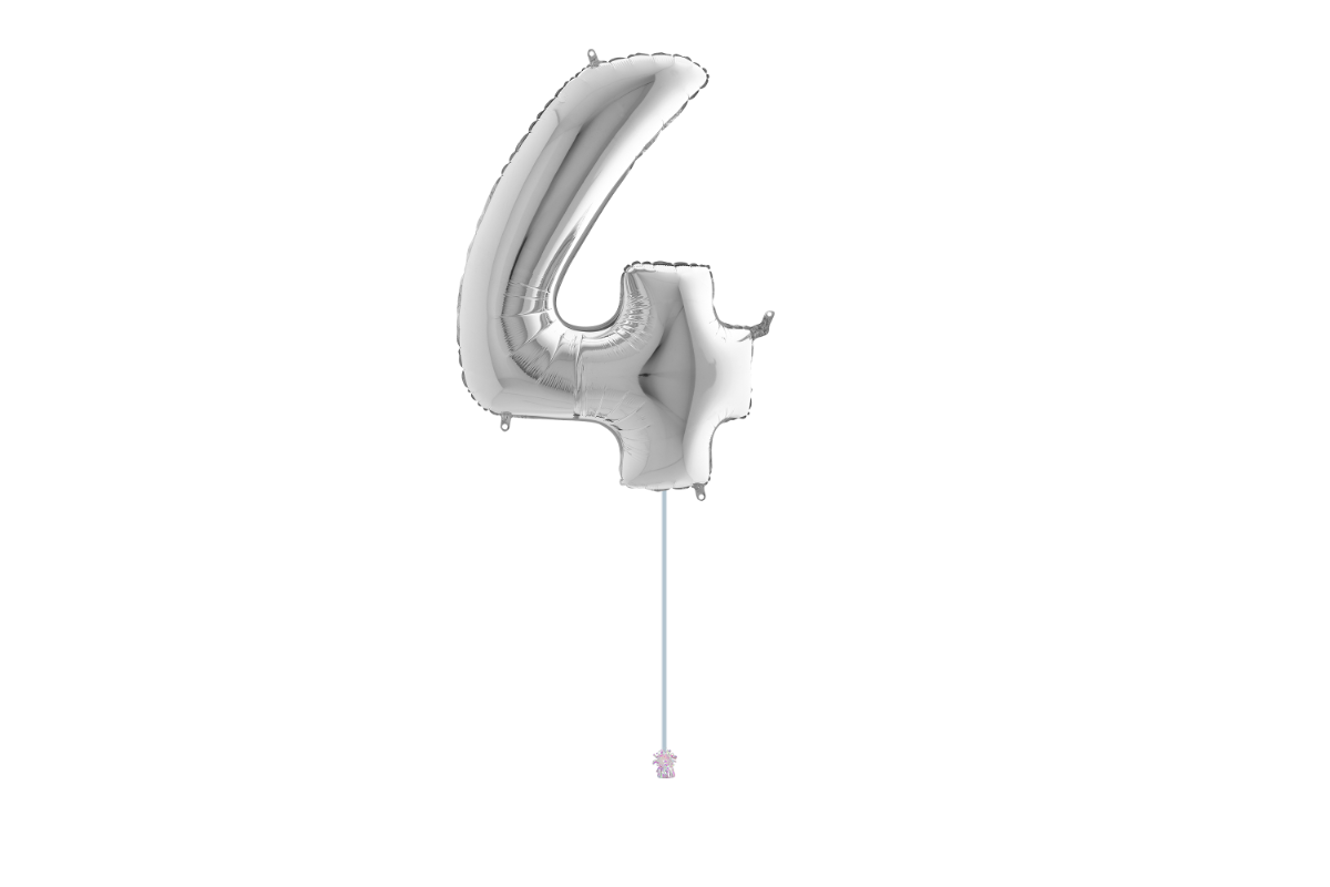 Gemar number 4 shaped foiled Silver 40