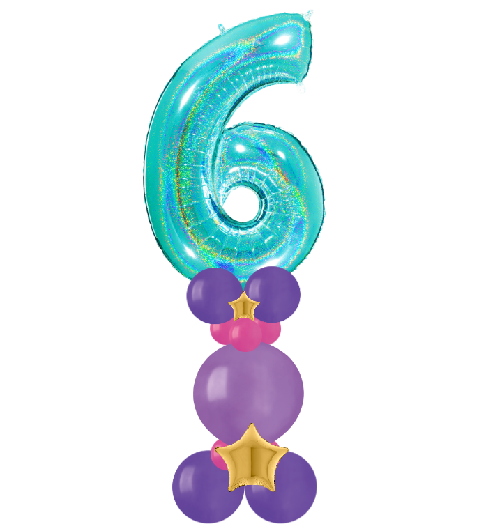 Pink and purple bubble column number 6