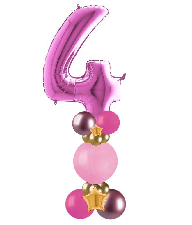 pink and gold bubble column number 4