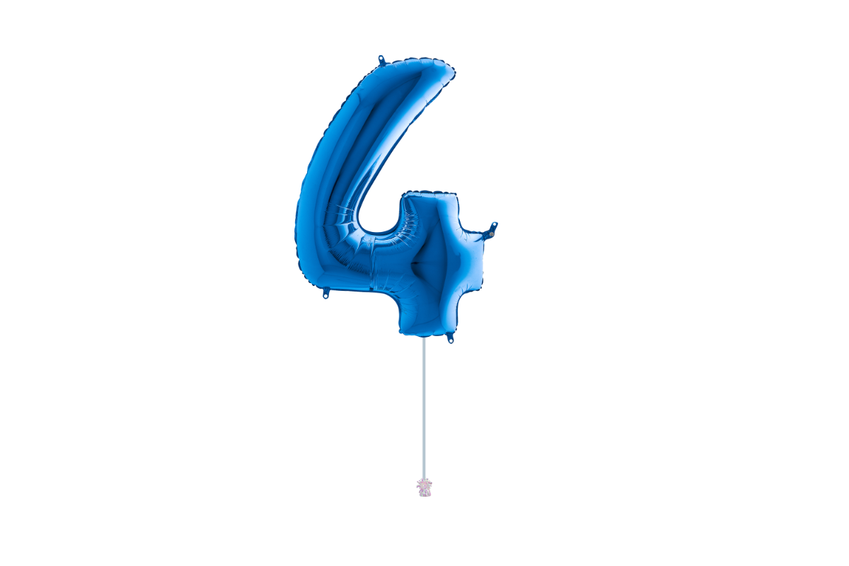 Gemar number 4 shaped foiled Blue 40