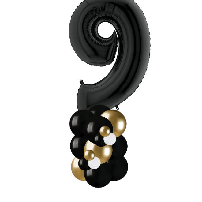 Black and gold column number 9