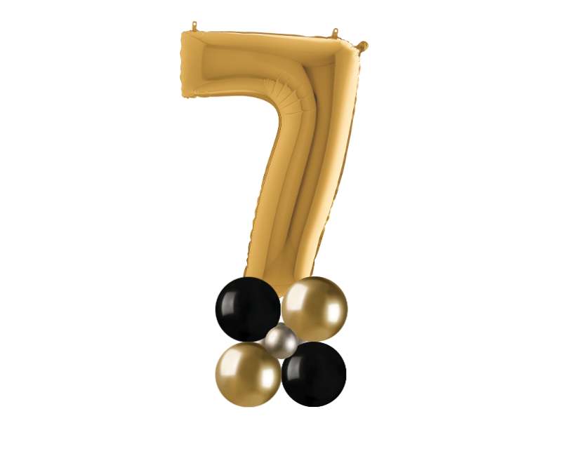 Gold and black stack number 7