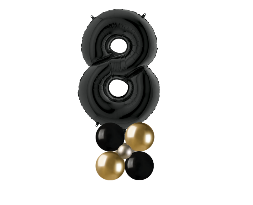 black and goldstack number 8