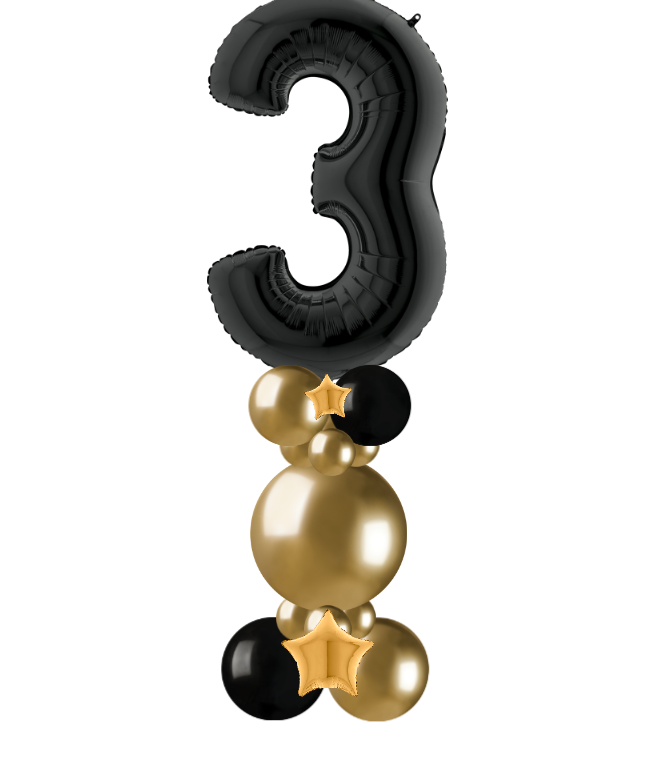 Black and gold bubble column number 3