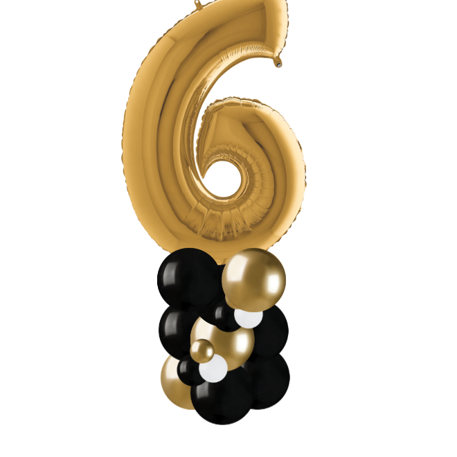 Gold and black column number 6