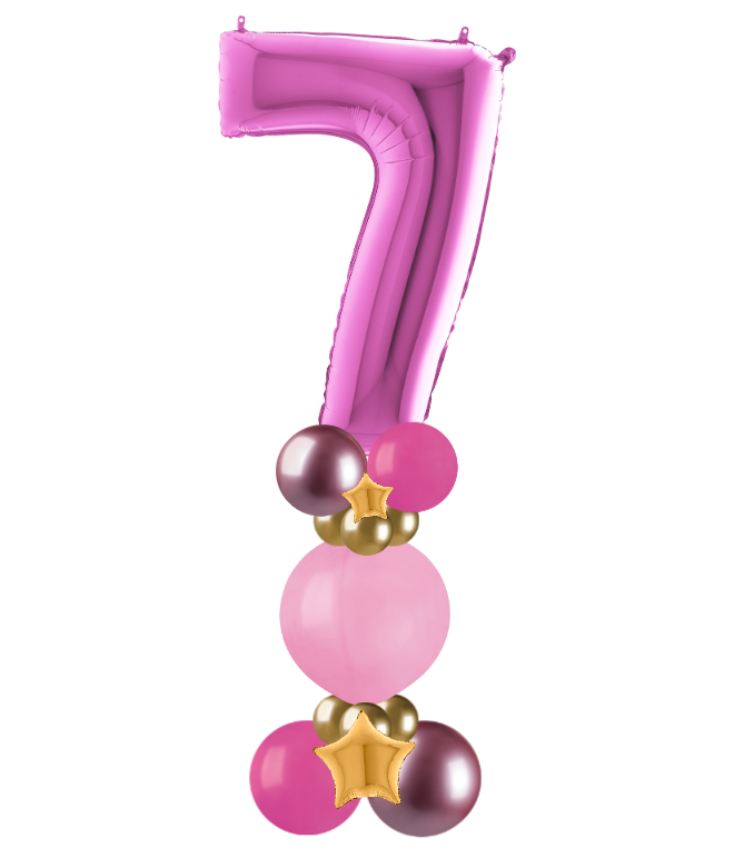 pink and gold bubble column number 7