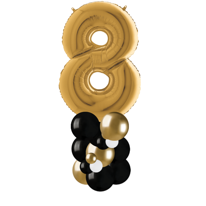 Gold and black column number 8
