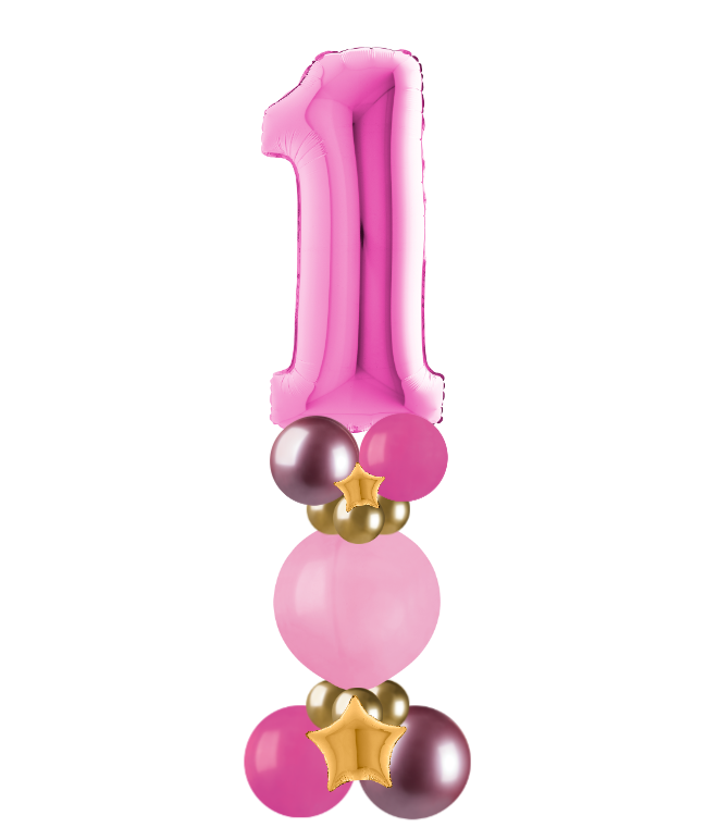 pink and gold bubble column number 1