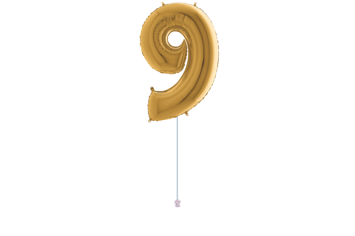 Gemar number 9 shaped foiled gold 40