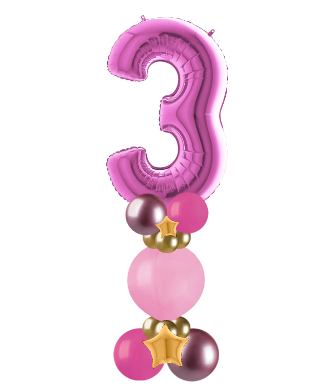 pink and gold bubble column number 3