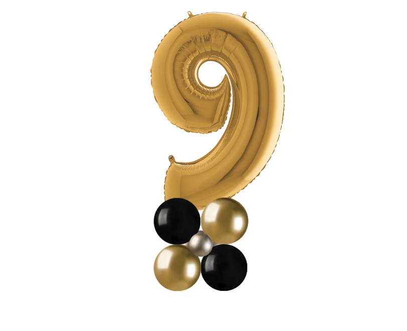 Gold and black stack number 9