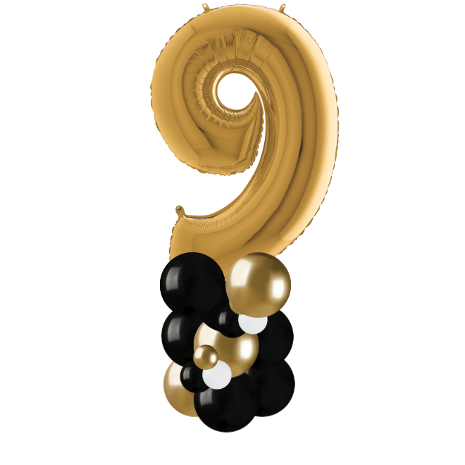 Gold and black column number 9