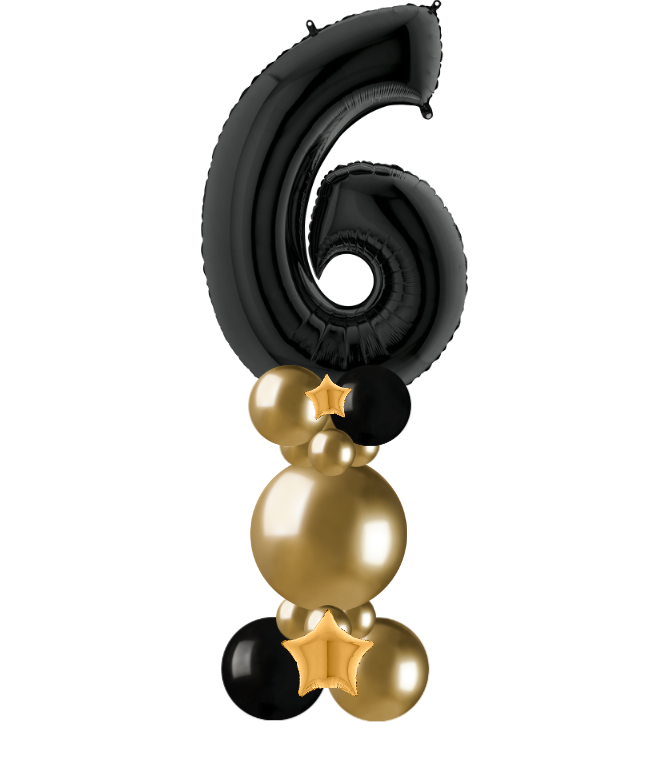 Black and gold bubble column number 6