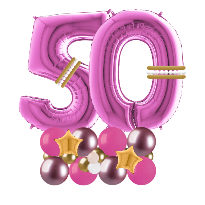 pink and gold signature number 50