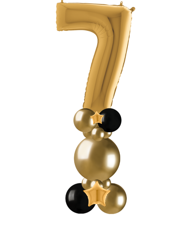 gold and black bubble column number 7