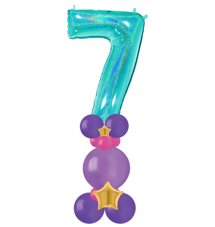 Pink and purple bubble column number 7