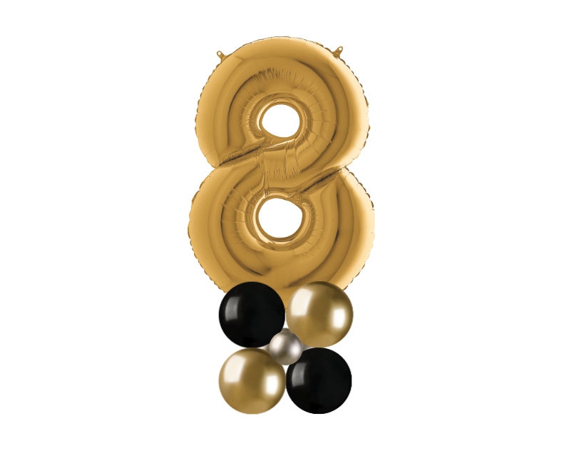 Gold and black stack number 8