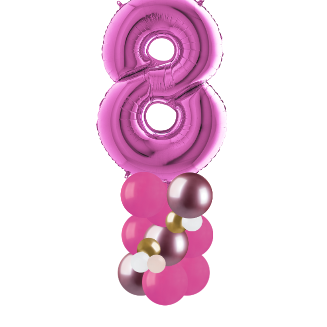 happy birthday pink and gold column number 8